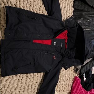 Abercrombie & Fitch Navy Raincoat with Red Lining
